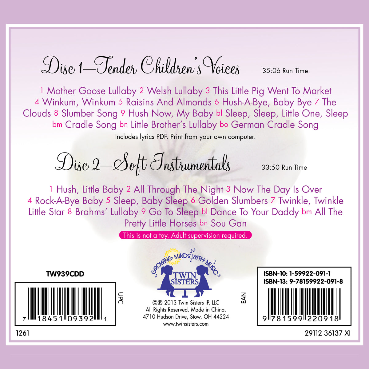 Bedtime Songs for Baby [Audio CD, 2-Disc Set, Twin Sisters