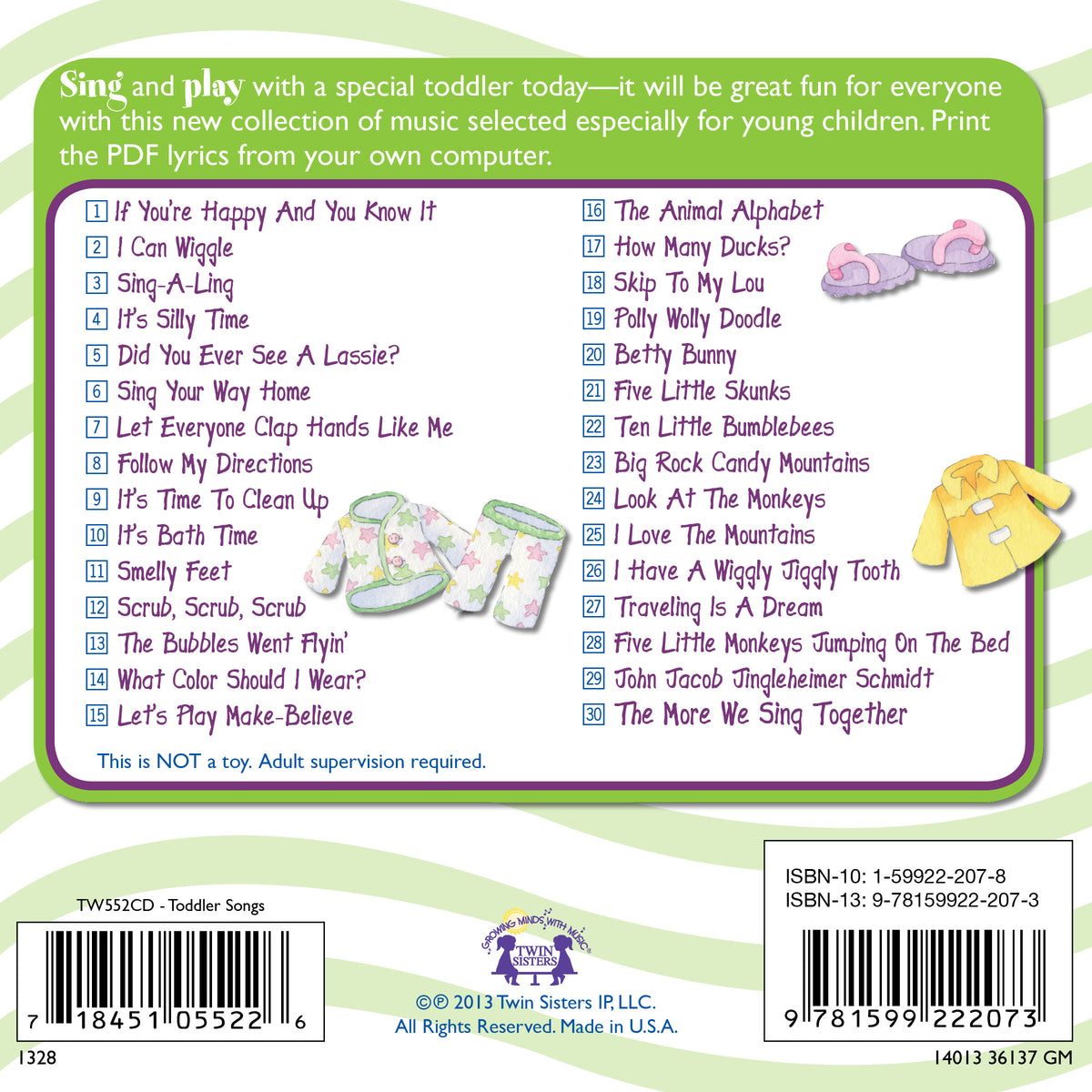 30 Toddler Songs [Audio CD, Twin Sisters® Productions, ©2013