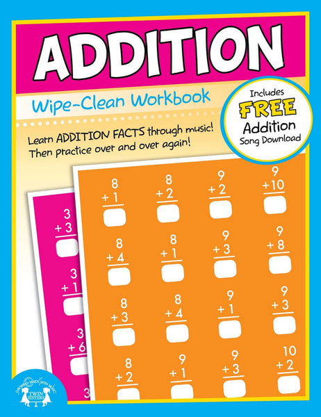 10-Page Addition Wipe-Clean Workbook [Staple-bound Laminated Paperback, Twin Sisters®, ©2012]