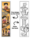 KaleidoQuest "Read, Imagine, Create" Colorable Bookmark - Kitten Theme (Pack of 12)