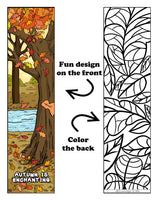 KaleidoQuest "Autumn Is Enchanting" Colorable Bookmark - Fall Theme (Pack of 12)