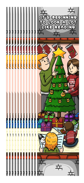 KaleidoQuest "It's Beginning to Look a Lot Like Reading” Colorable Bookmark - Christmas Theme (Pack of 12)
