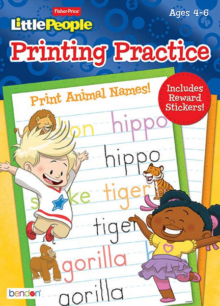 Fisher-Price Little People Printing Practice Activity Workbook with Stickers