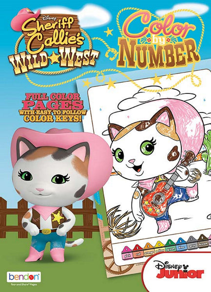 Disney Sheriff Callie 48-Page Color by Number Coloring Book with Full-Color Border Guide