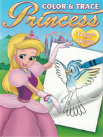 Bendon Princess 48-Page Color and Trace Activity Book