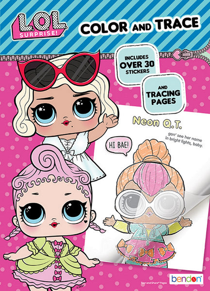 LOL Surprise 48-Page Color and Trace Activity Book with Stickers