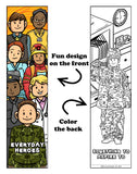 Bundle of 12 Bat-Man Grab & Go Play Packs and 12 KaleidoQuest 'Everyday Heroes' Heroes-Themed Colorable Bookmarks
